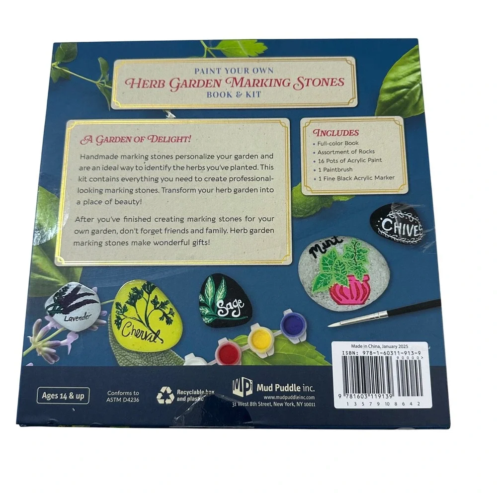 Mud Puddle Paint‎ Your Own Herb Garden Marking Stones Book & Kit DIY Painting